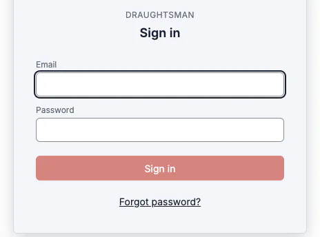 The sign-in card with Email and Password fields, a Sign in button and a Forgot password? link.